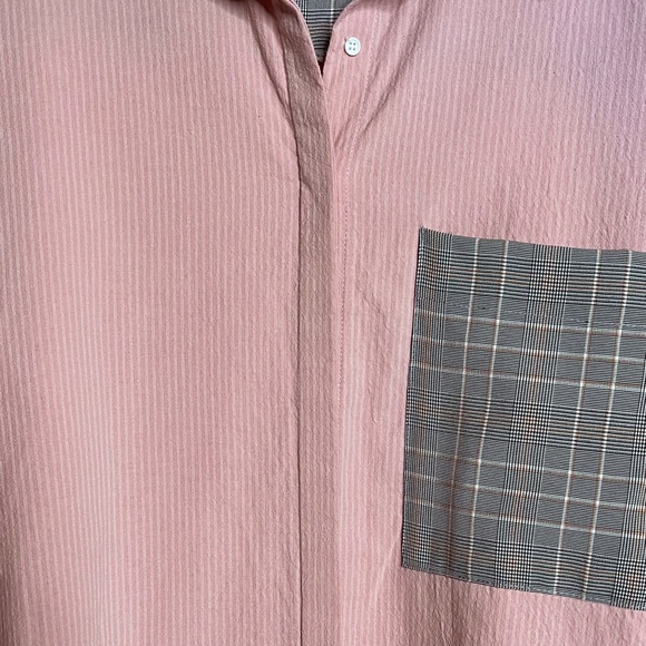 Oversized Button Front Pattern Blocked Shirt - Picture 8 of 8